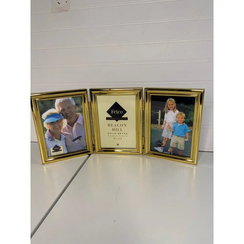 Fetco International Beacon Hill Solid Brass Picture Frames Tri Fold 5